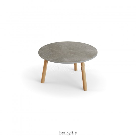 Jati Kebon Ronda Coffee Table Teak Natural Smooth Ceramic Palladium Grey 12mm D60x34.