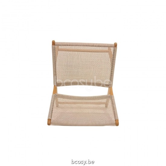 Jati Kebon Koozy Lounge Chair Teak Natural Smooth Rope Linnen 3,5mm Open Weaving.