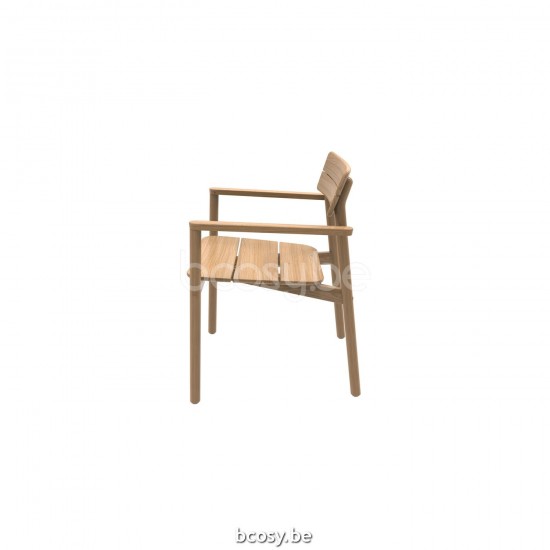 Jati Kebon Lynn Teak Chaise de jardin avec accoudoirs.