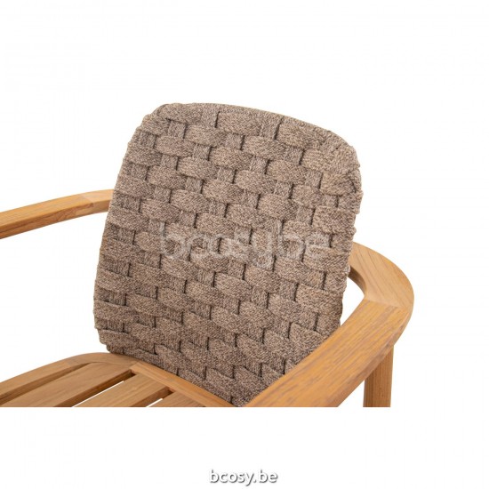 Jati Kebon Boho Sofa 1Seat High Back Teak Natural Smooth Rope Greige 30mm Full Weaving.