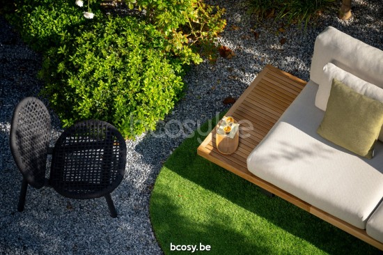 Jati Kebon Truro Lounge Loungebasis 2-zit + 1 teakdeel Antraciet mat aluminium.