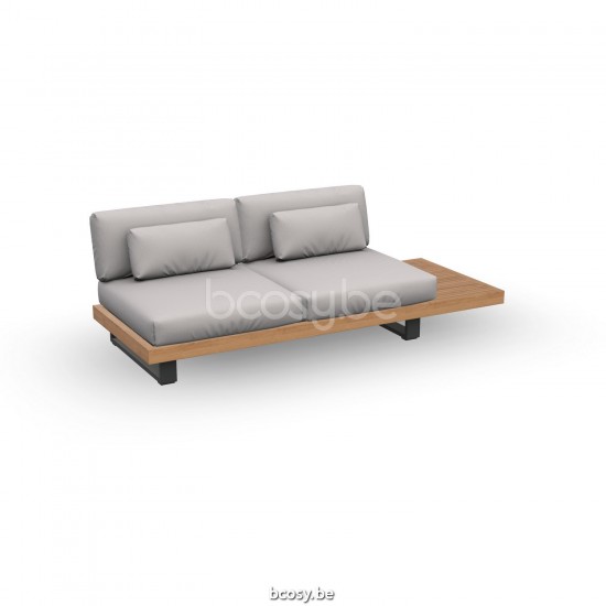 Jati Kebon Truro Lounge Base 2-Seat Alu Charcoal Mat/Teak + Side Table Teak.