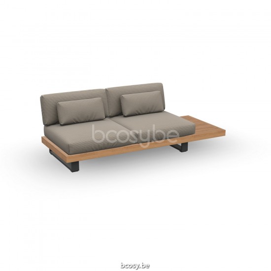 Jati Kebon Truro Lounge Base 2-Seat Alu Charcoal Mat/Teak + Side Table Teak.