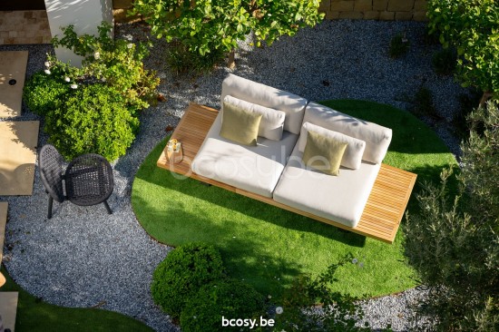 Jati Kebon Truro Salon de Jardin Base salon 2 places + 2 pièces teck Aluminium anthracite mat.