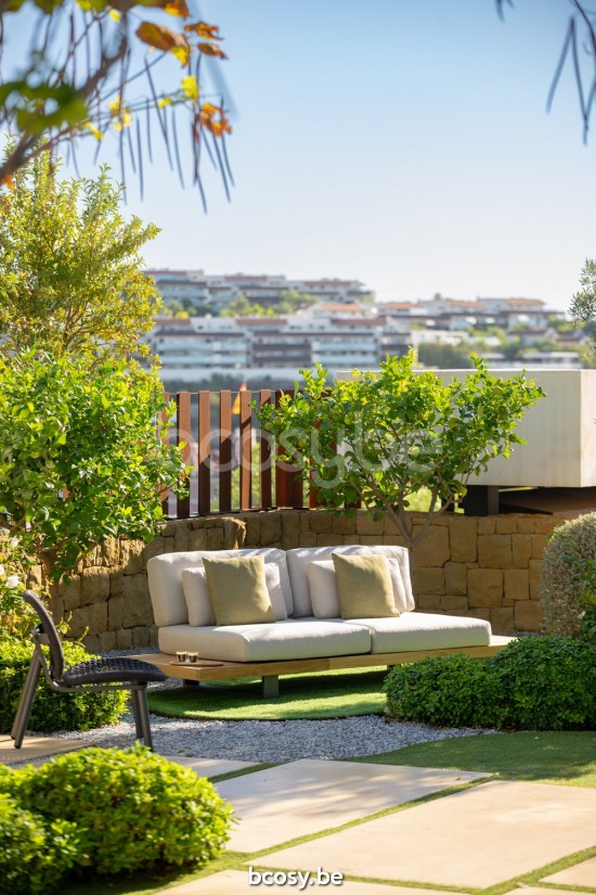 Jati Kebon Truro Lounge Base 2-Seat Alu Charcoal Mat/Teak + 2 Side Tables Teak.