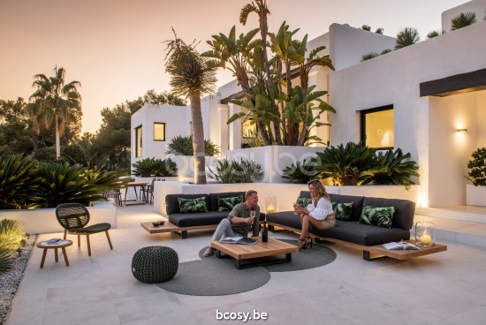 Jati Kebon Truro Lounge Loungebasis 2-zit + 2 teakdelen Antraciet mat aluminium.