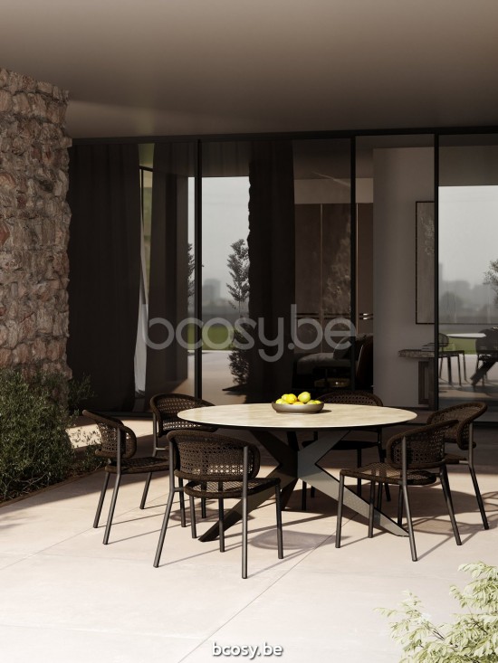 Jati&Kebon Yate ronde tuintafels Antraciet mat aluminium.