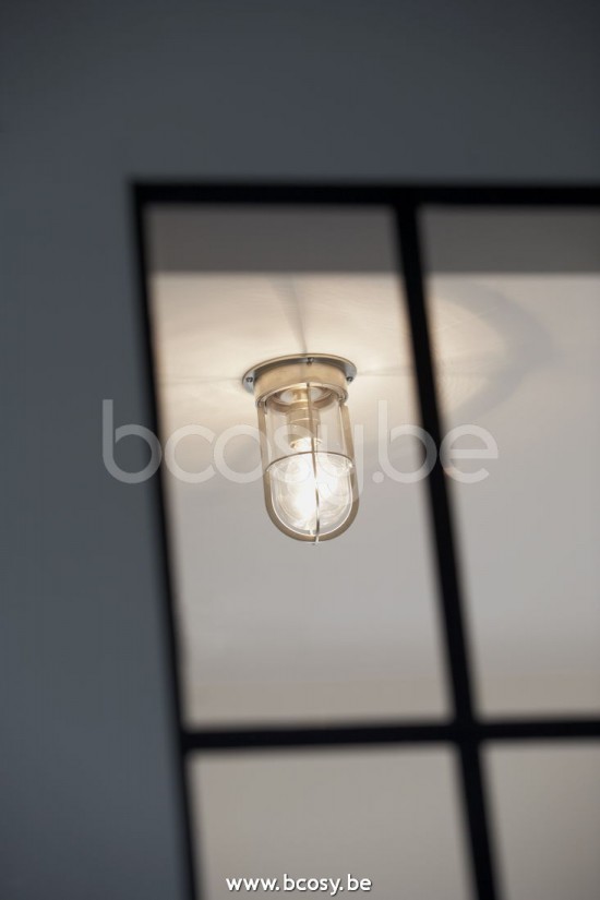 Tekna Nautic DOCKLIGHT CEILING-laiton nickelé brossé-verre clair.