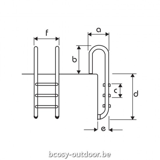 Flexinox Zwembadladder Muur AISI 316 anti-slip 3 treden.