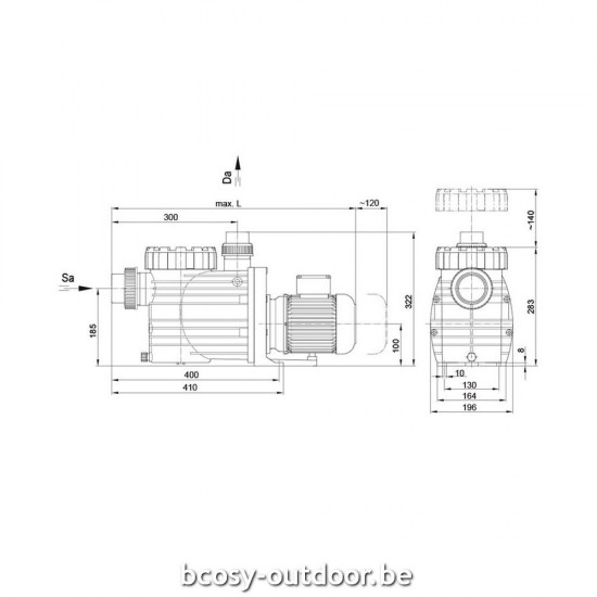 Speck Zwembadcirculatiepomp Zwembadpomp BADU Top S II/12, 1~, 0,45kW.