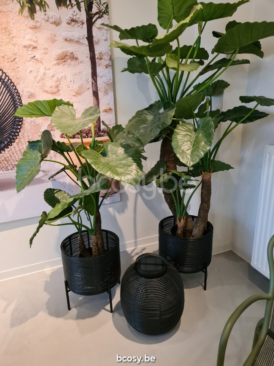 Vincent Sheppard Ivo pots de fleurs à l'extérieur jardinières cadre en Acier Noir Dia 29x36h Cordon en osier Noir Polyéthylèn