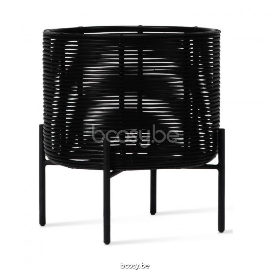 Vincent Sheppard Ivo bloempotten buiten Zwart Stalen frame Round Zwart Wicker koord Polyethyleen.