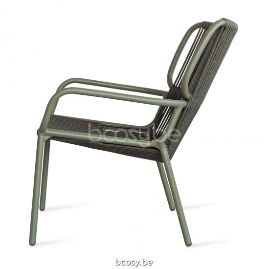 Vincent Sheppard Chaise Ribbon Ribbon Fauteuil de repos Cadre en Aluminium Mousse Corde Vert foncé Polypropylène.