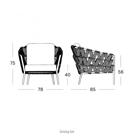 Vincent Sheppard Leo Lounge Chair Lava Aluminium frame Lava Rope Acrylic.