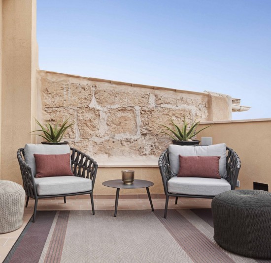 Vincent Sheppard LEO Loungesessel Leo Lounge Stuhl Rahmen aus Lava Aluminium Lava Seil Acryl.