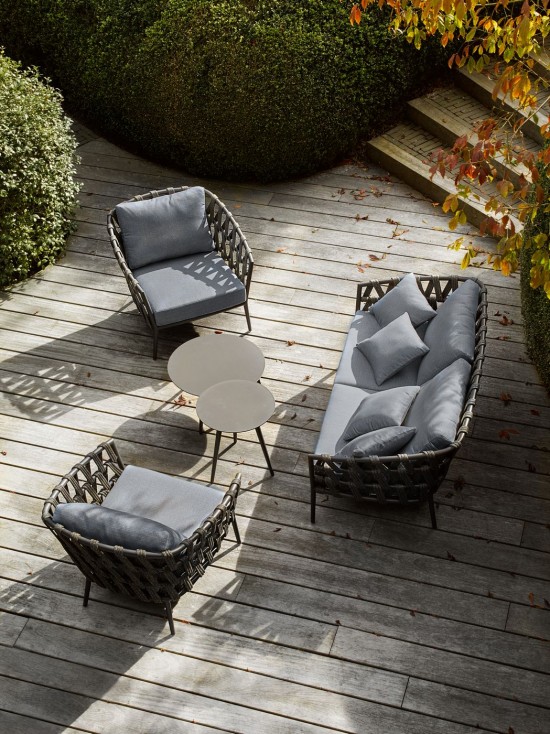 Vincent Sheppard Leo salons de jardin détente 1 place cadre en Aluminium Lave Corde Lave Acrylique.