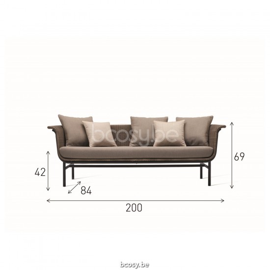 Vincent Sheppard Wicked Lounge Sofa 3s Black Aluminium frame Taupe Wicker Polyethylene.