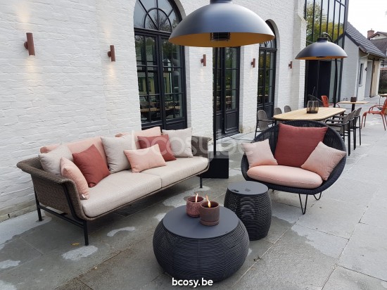 Vincent Sheppard Wicked Canapé lounge 3s cadre en Aluminium Noir Tressage Taupe Polyéthylène.