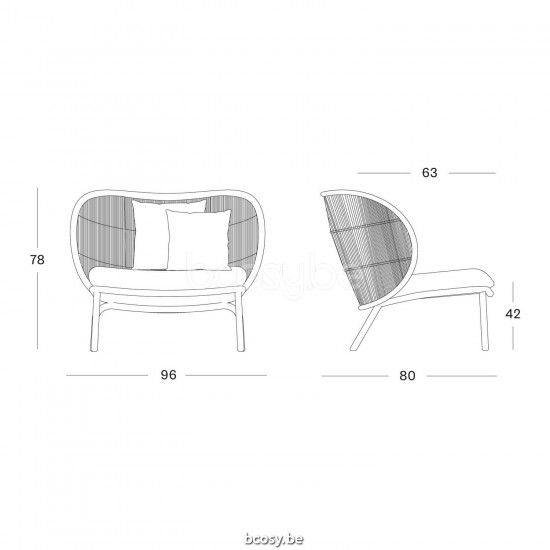 Vincent Sheppard Kodo Lounge Chair Fossil Grey Aluminium frame Fossil Grey Rope Polypropylene.