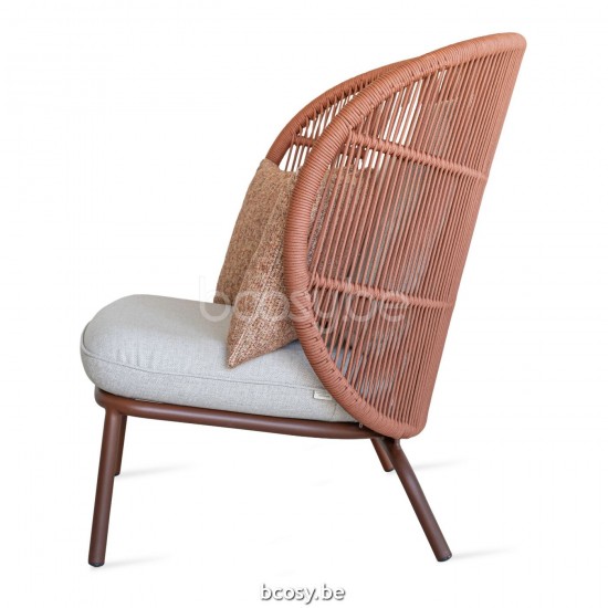 Vincent Sheppard Kodo Cocoon Gartenschalde Kodo Cocon Cadre en Aluminium Couleur rouille Corde Cannelle Polypropylène.