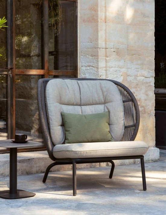 Vincent Sheppard Kodo Cocon cadre en Aluminium Gris fossile Corde Gris fossile Polypropylène.