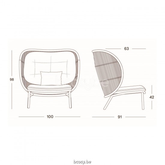 Vincent Sheppard Kodo Cocoon Dune White Aluminium frame Dune White Rope Polypropylene.
