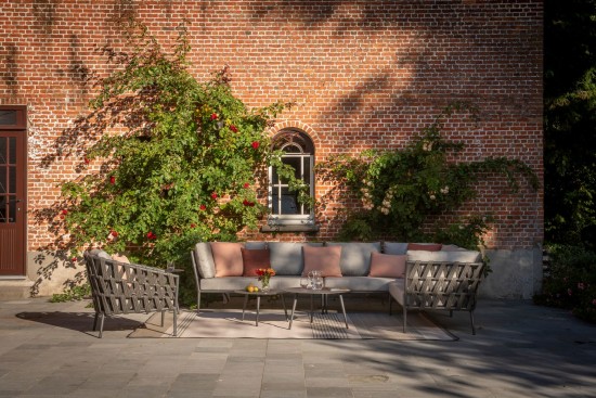 Vincent Sheppard Leo Modulare Ecke links Rahmen aus Lava Aluminium Lava Seil Acryl.