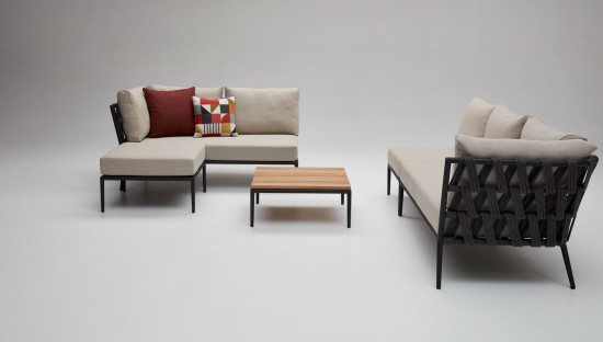 Vincent Sheppard Leo Modulaire hoek rechts Lava Aluminium frame.