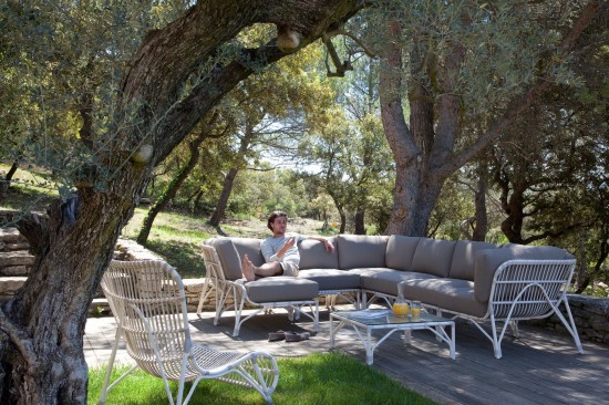 Vincent Sheppard Lucy modular garden outdoor lounge set loungeset in aluminium Off White Wicker-rope Polyethylene.