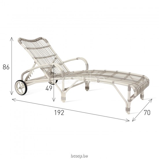 Vincent Sheppard Lucy Sunlounger With Arms Off White Wicker-rope Polyethylene.
