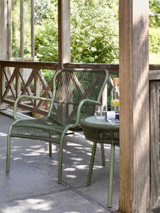 Vincent Sheppard Chaise Loop lounge moss Loop Fauteuil de repos cadre en Aluminium Mousse Cordon Crocheté Mousse Polypropylène.