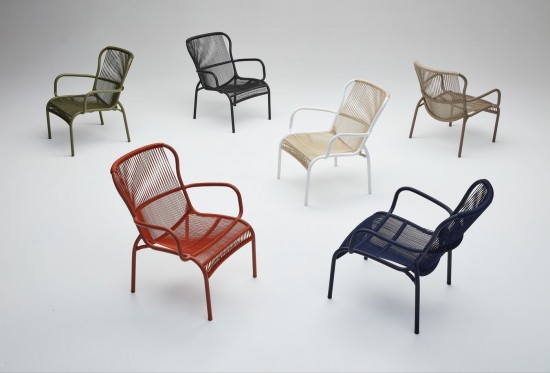 Vincent Sheppard Loop salons de jardin détente 1 place cadre en Aluminium Terre cuite Cordon Crocheté Terre cuite Polypropylè