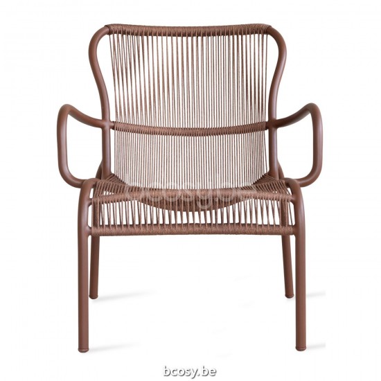 Vincent Sheppard Loop Fauteuil de repos Cadre en Aluminium Couleur rouille Corde Couleur rouille Polypropylène.