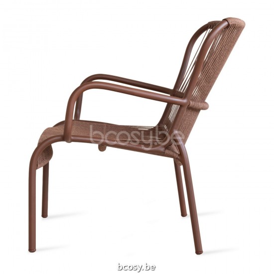 Vincent Sheppard LOOP Rope Fauteuil de Salon Loop Fauteuil de repos Cadre en Aluminium Couleur rouille Corde Couleur rouille Polypropylène.