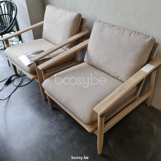 Vincent Sheppard David Loungesets 1zit Verouderd Teak Houten frame Grijs Touw Polypropyleen.