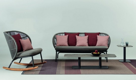 Vincent Sheppard Kodo Schwing schaukelstuhl schaukelstuehle Rahmen aus Fossil Grau Aluminium Fossil Grau Seil Polypropylen.