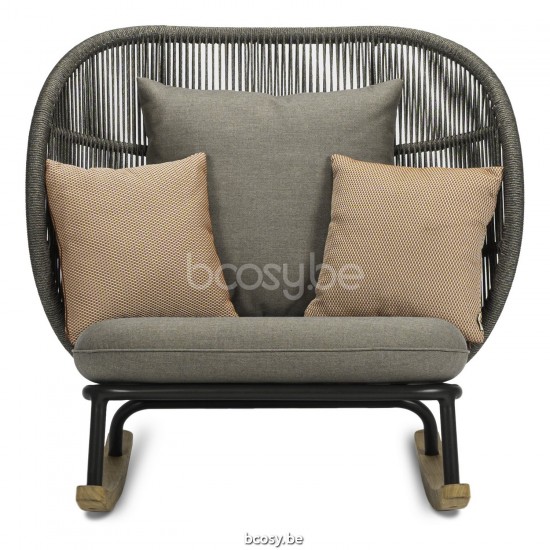 Vincent Sheppard Kodo Chaise à bascule cadre en Aluminium Gris fossile Corde Gris fossile Polypropylène.