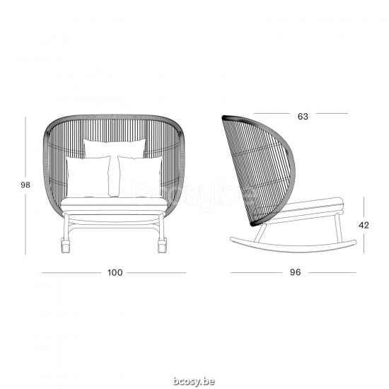 Vincent Sheppard Kodo Rocking Chair Dune White Aluminium frame Dune White Rope Polypropylene.