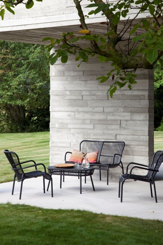 Vincent Sheppard Canapé Loop noir Loop Sofa cadre en Aluminium Noir Tressage Noir Polyéthylène.