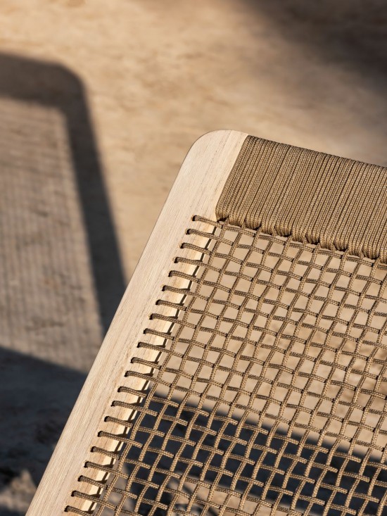 Vincent Sheppard David Bain de soleil cadre en Teck Vieilli Corde Gris Polypropylène.