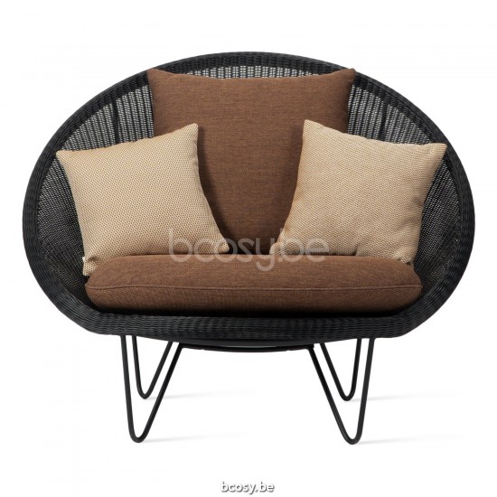 Vincent Sheppard Gipsy Lounge Zwart Hairpin basis Zwart Stalen frame Zwart Wicker Polyethyleen.