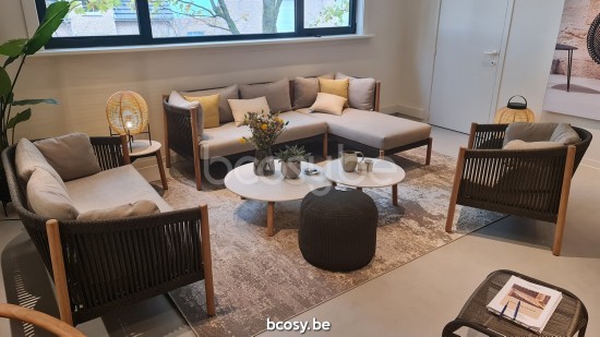 Vincent Sheppard Lento Lounge Stuhl Rahmen aus Unbehandelt Teakholz Anthrazit-Kohle Seil Polypropylen.