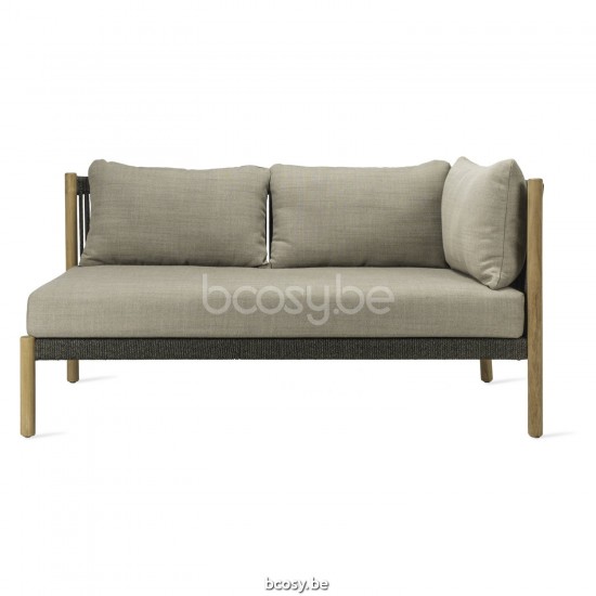 Vincent Sheppard Lento Modulaire hoek links Onbehandeld Teak Houten frame Antraciet-Steenkool Touw Polypropyleen.