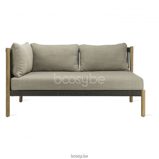 Vincent Sheppard Lento Modulaire hoek rechts Onbehandeld Teak Houten frame Antraciet-Steenkool Touw Polypropyleen.