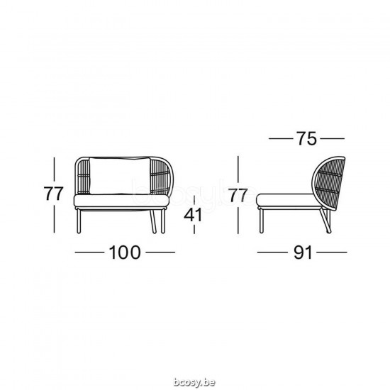 Vincent Sheppard Kodo Modular 1 Seater Left Dune White Aluminium frame Dune White Rope Polypropylene.