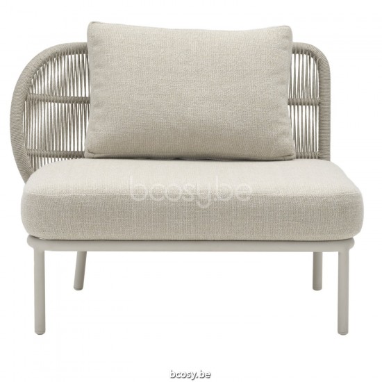 Vincent Sheppard Kodo Modulaire 1 place droite cadre en Aluminium Blanc dune Corde Blanc dune Polypropylène.