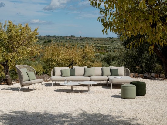 Vincent Sheppard Kodo Modulaire 2 places droite cadre en Aluminium Blanc dune Corde Blanc dune Polypropylène.