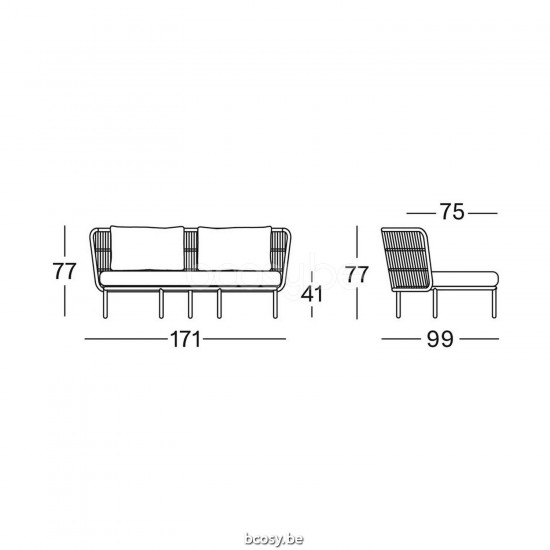 Vincent Sheppard Kodo Modular Corner Dune White Aluminium frame Dune White Rope Polypropylene.