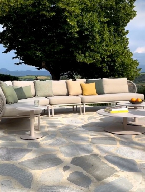 Vincent Sheppard Kodo canapés salons de jardin modulables partie centrale cadre en Aluminium Blanc dune Corde Blanc dune Poly