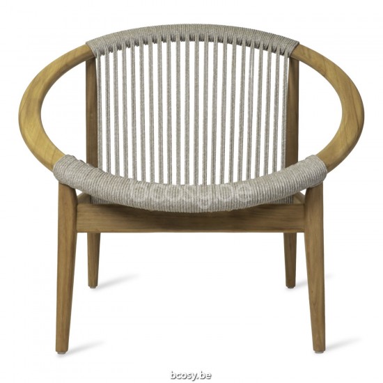 Vincent Sheppard Chaise lounge Frida Frida Fauteuil de repos Cadre en Teck non traité Corde Blanc dune Polypropylène.